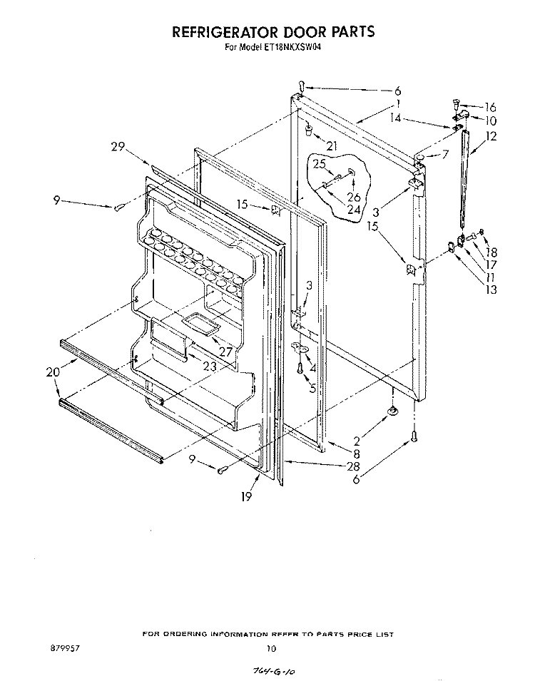 REFRIGERATOR DOOR , NOT ILLUSTRATED Diagram and Parts List for ET18NKXSW04  Whirlpool Refrigerator