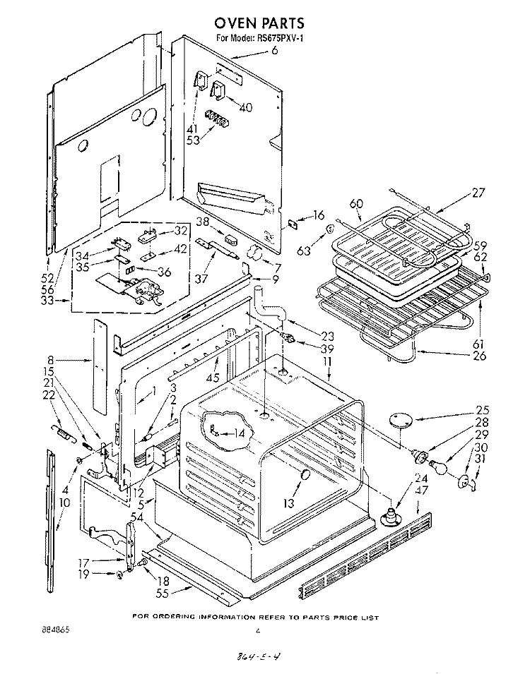 OVEN Diagram and Parts List for RS675PXV1  Whirlpool Range