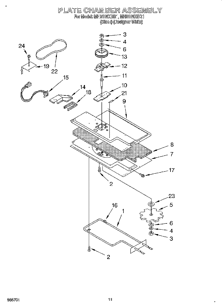 PLATE CHAMBER ASSEMBLY Diagram and Parts List for MH9115XBQ1  Whirlpool Microwave