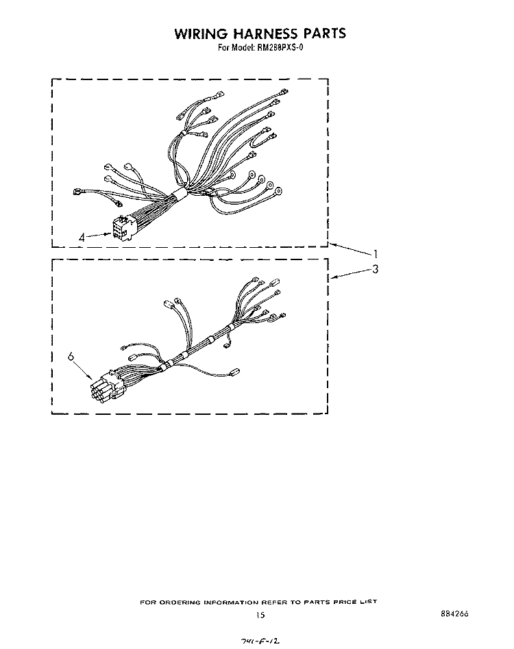 WIRING HARNESS Diagram and Parts List for RM288PXS0  Whirlpool Microwave Oven Combo