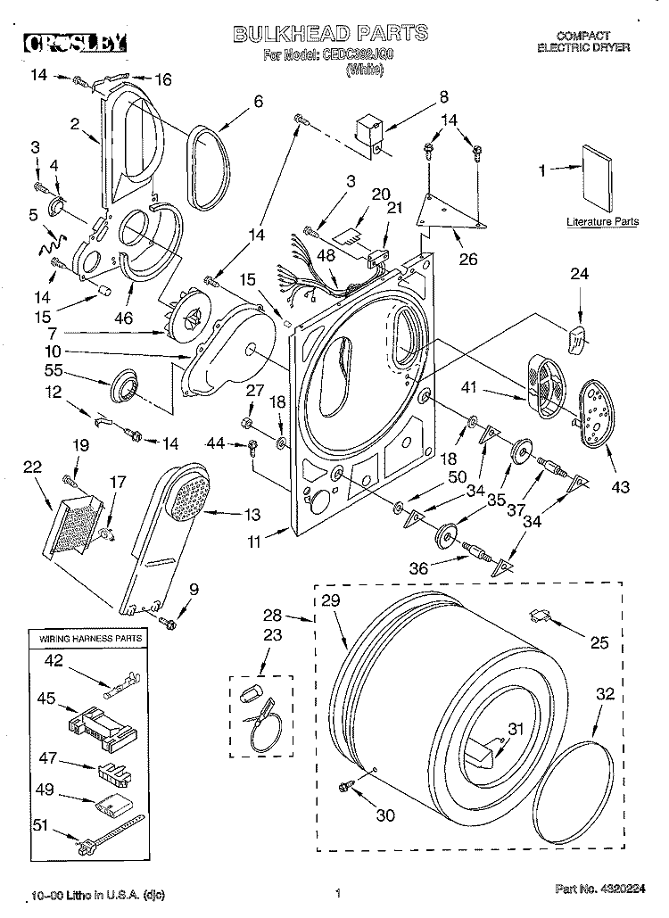 SECTION Diagram and Parts List for CEDC392JQ0  Crosley Dryer
