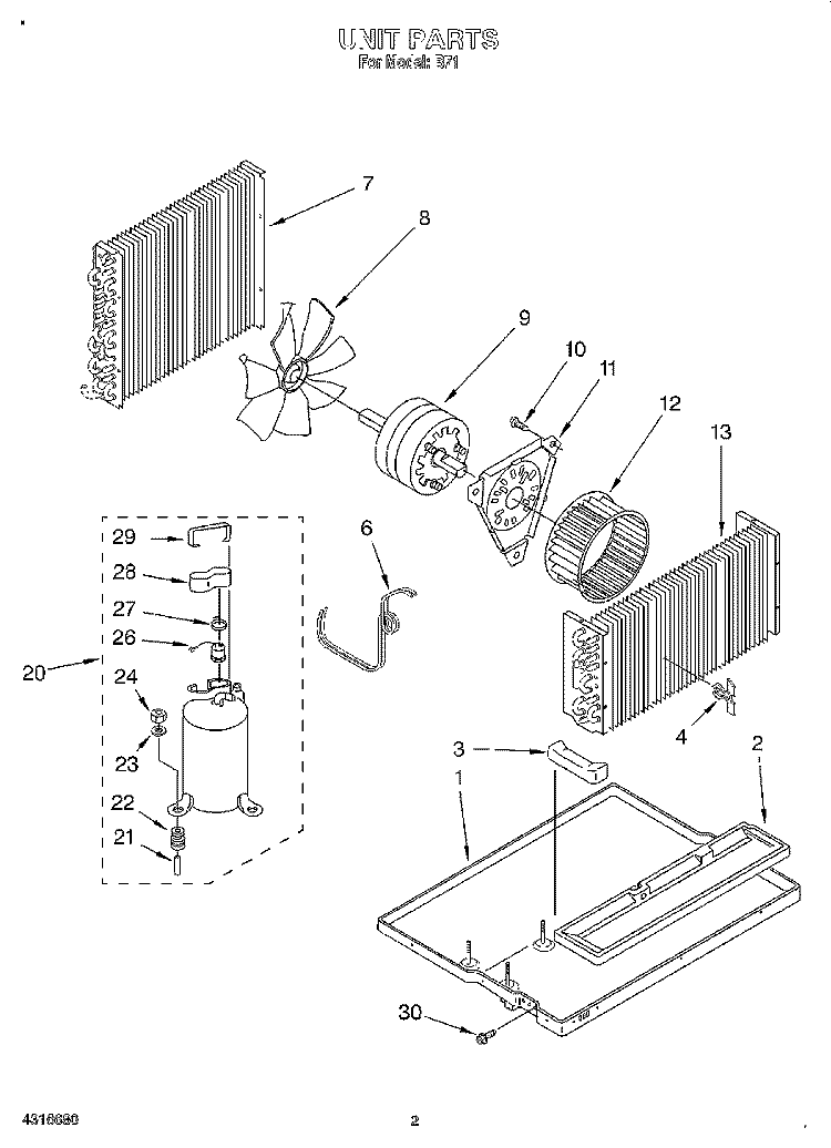 UNIT, LIT/OPTIONAL Diagram and Parts List for B71  Whirlpool Air Conditioner