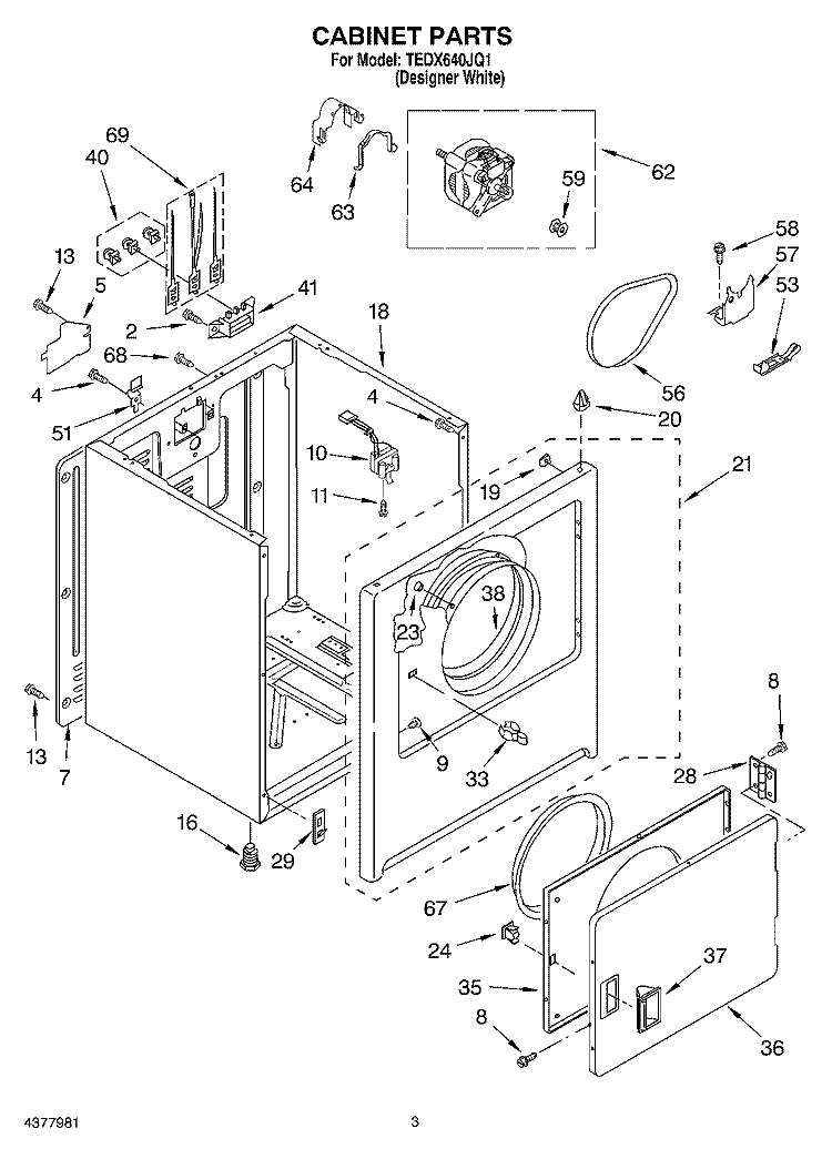 SECTION Diagram and Parts List for TEDX640JQ1  Estate Dryer