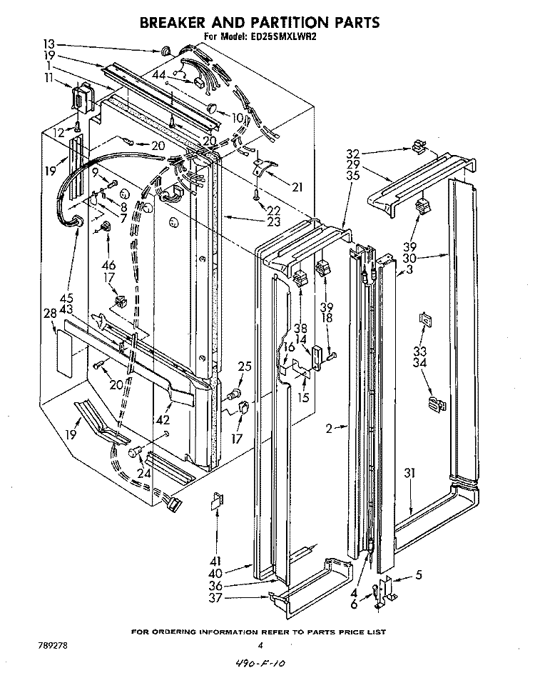 BREAKER AND PARTITION Diagram and Parts List for ED25SMXLWR2  Whirlpool Refrigerator