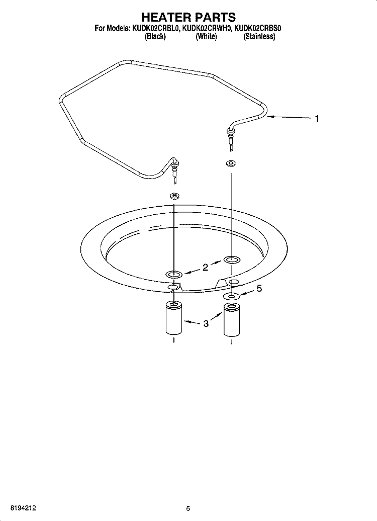 HEATER PARTS Diagram and Parts List for KUDK02CRBS0  KitchenAid Dishwasher