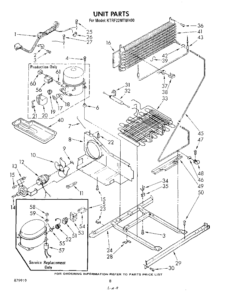 UNIT Diagram and Parts List for KTRF22MTAL00  Whirlpool Refrigerator