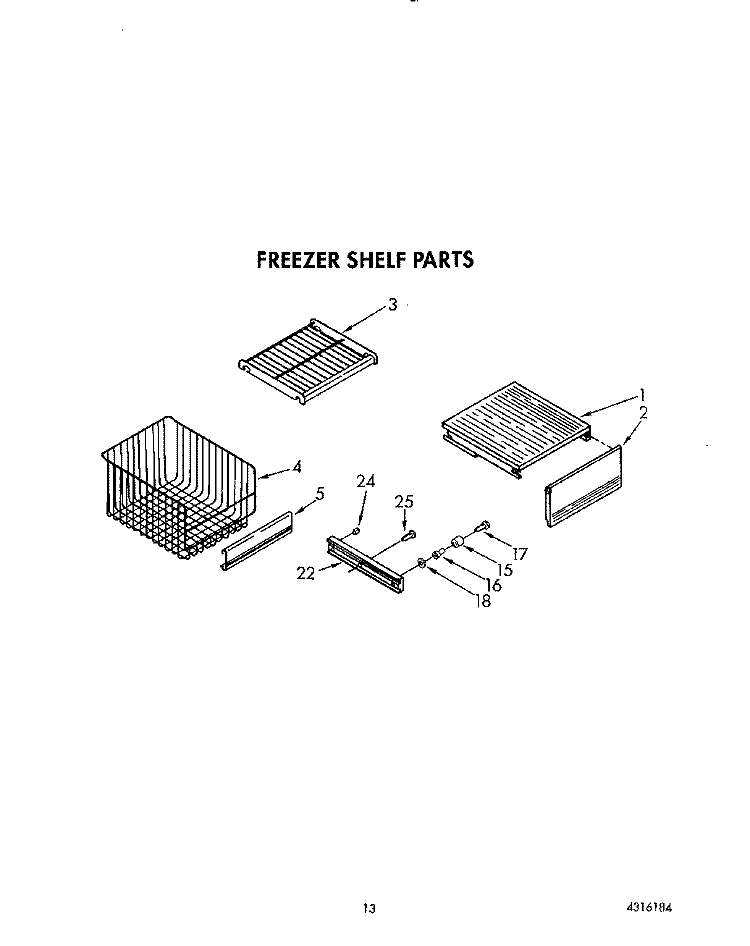 FREEZER SHELF Diagram and Parts List for KSSS42DWW01  KitchenAid Refrigerator