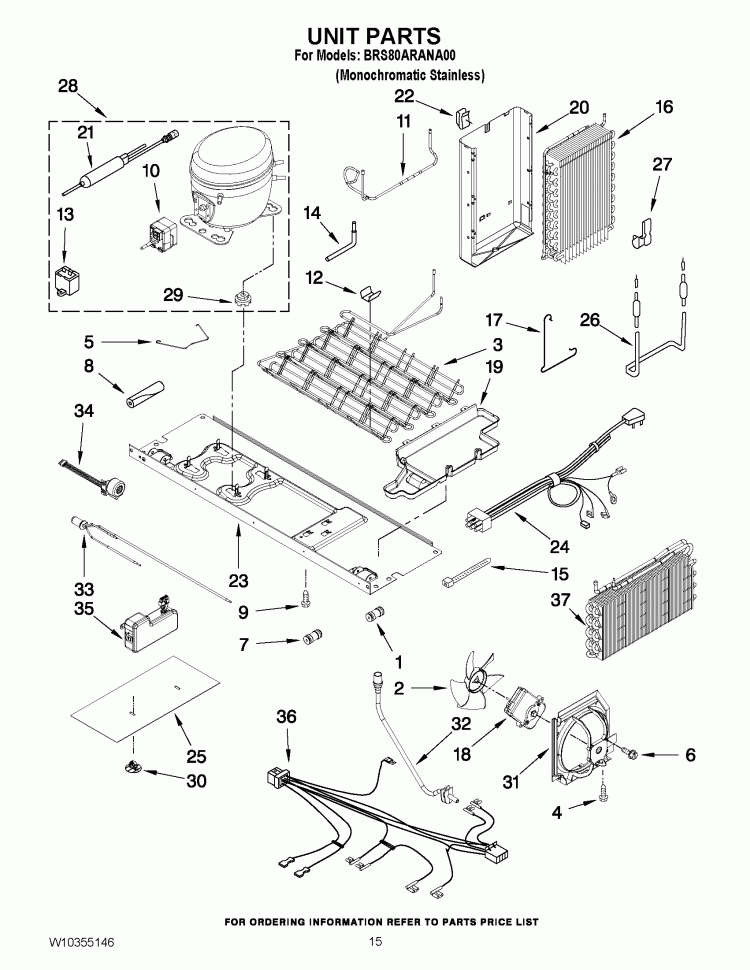 UNIT PARTS Diagram and Parts List for BRS80ARANA00  Whirlpool Refrigerator