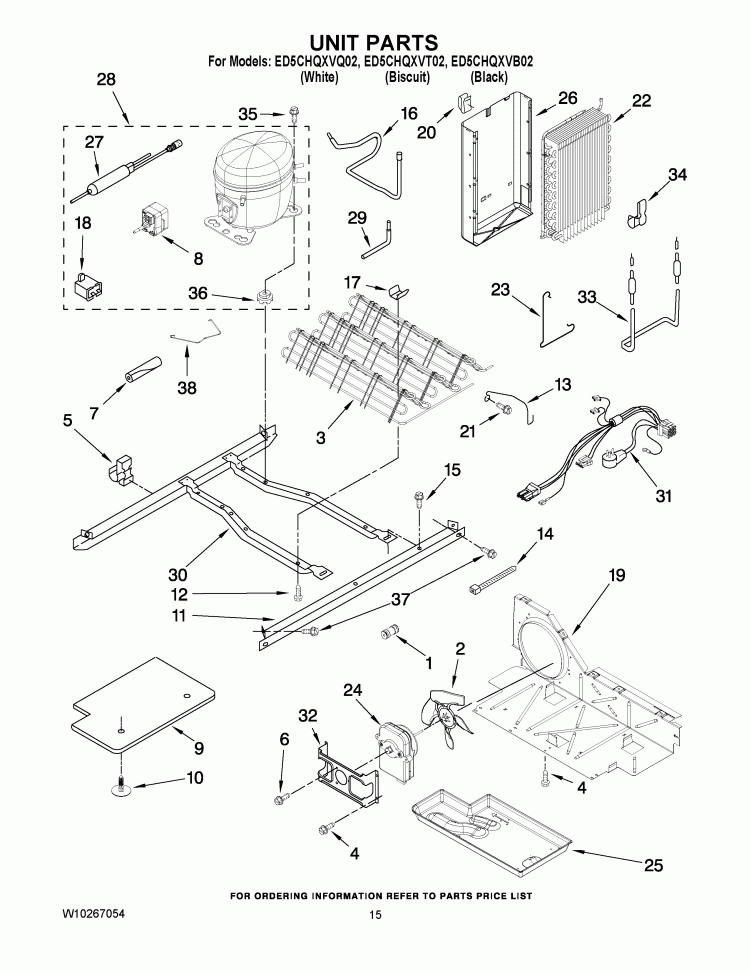 UNIT PARTS Diagram and Parts List for ED5CHQXVB02  Whirlpool Refrigerator