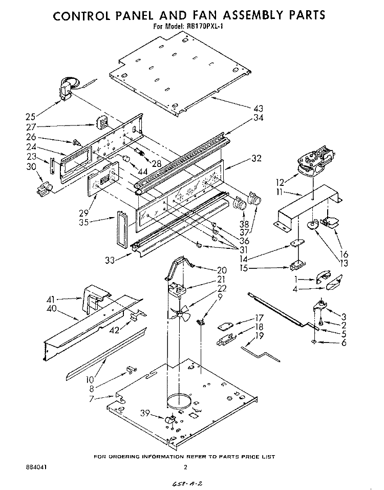 CONTROL PANEL AND FAN Diagram and Parts List for RB170PXL1  Whirlpool Wall Oven