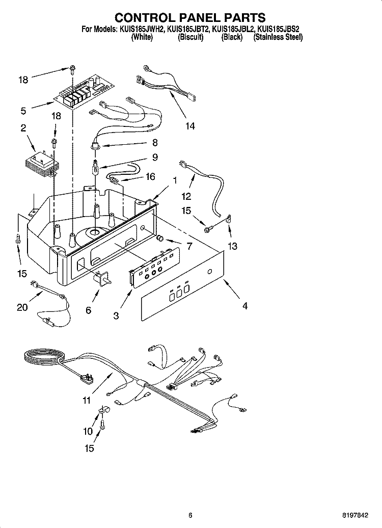CONTROL PANEL PARTS Diagram and Parts List for KUIS185JWH2  KitchenAid Ice Maker