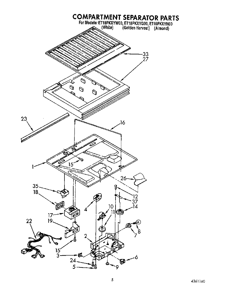 COMPARTMENT SEPARATOR Diagram and Parts List for ET18PKXYN00  Whirlpool Refrigerator