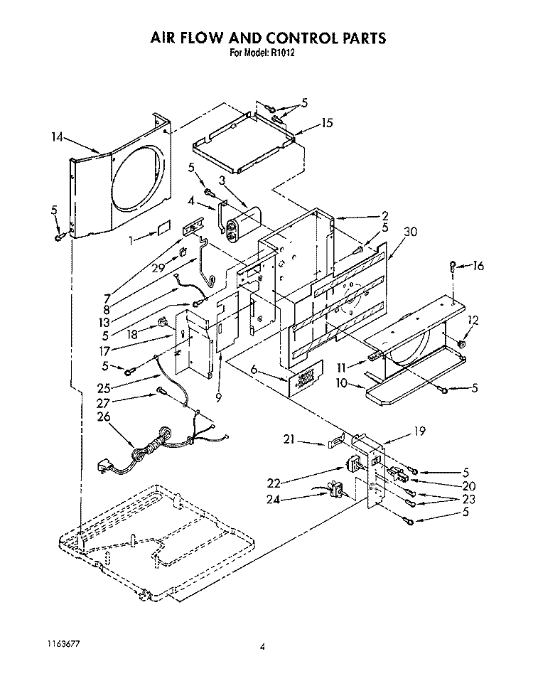 AIRFLOW AND CONTROL Diagram and Parts List for R1012  Whirlpool Air Conditioner