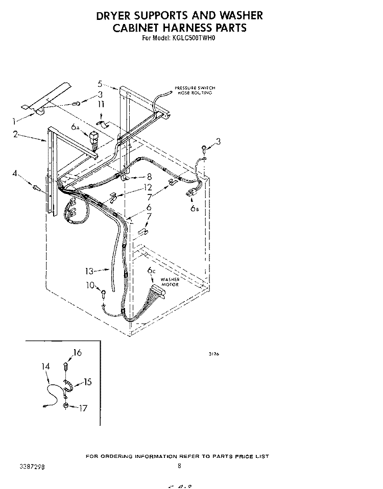 DRYER SUPPORTS AND WASHER CABINET H Diagram and Parts List for KGLC500THT0  KitchenAid Washer Dryer Combo