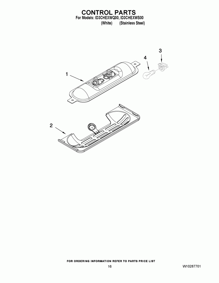 CONTROL PARTS Diagram and Parts List for ID3CHEXWS00  Whirlpool Refrigerator