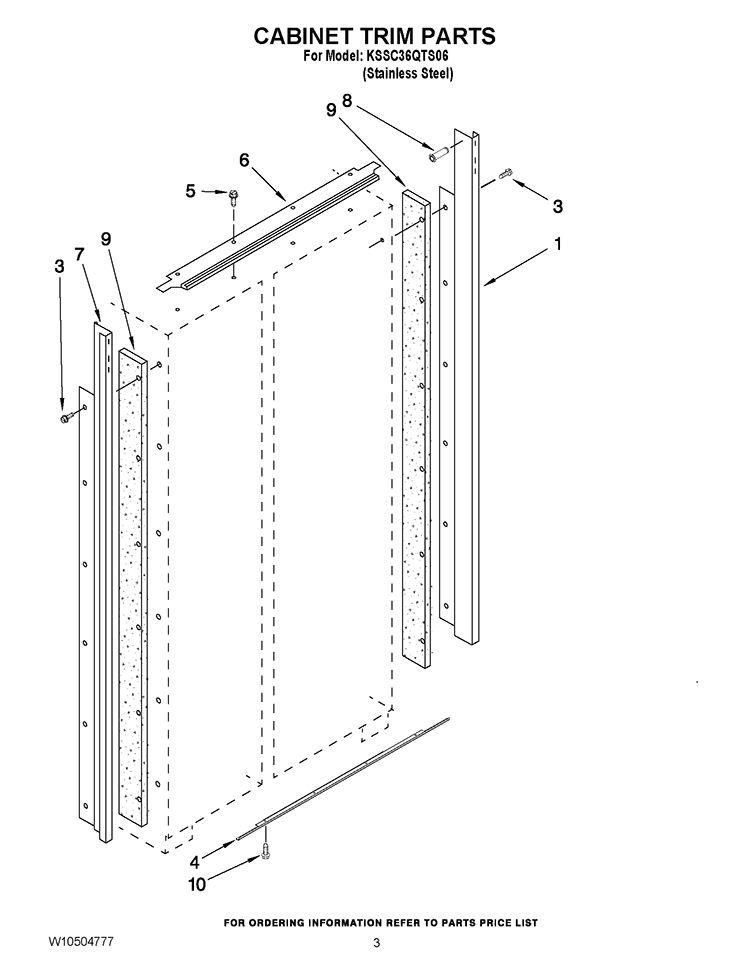 CABINET TRIM PARTS Diagram and Parts List for KSSC36QTS06  KitchenAid Refrigerator