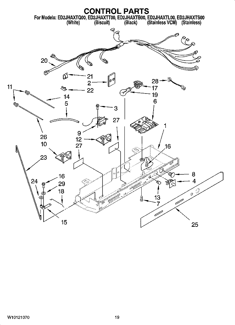 CONTROL PARTS Diagram and Parts List for ED2JHAXTB00  Whirlpool Refrigerator