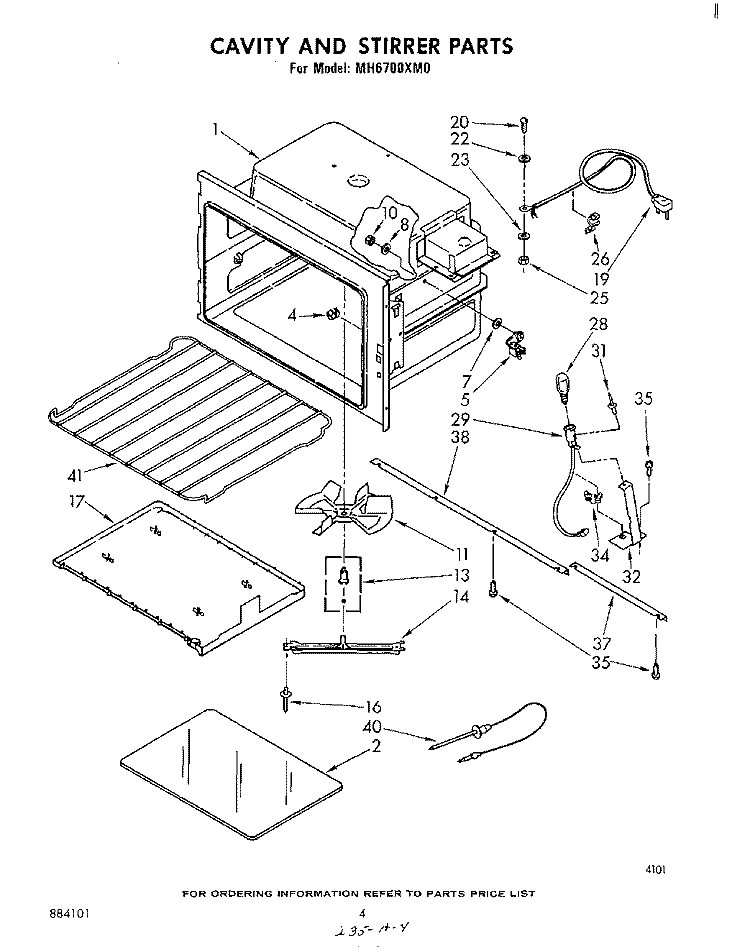 CAVITY AND STIRRER Diagram and Parts List for MH6700XM0  Whirlpool Microwave