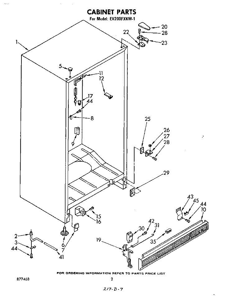 CABINET Diagram and Parts List for EV200FXKW1  Whirlpool Freezer