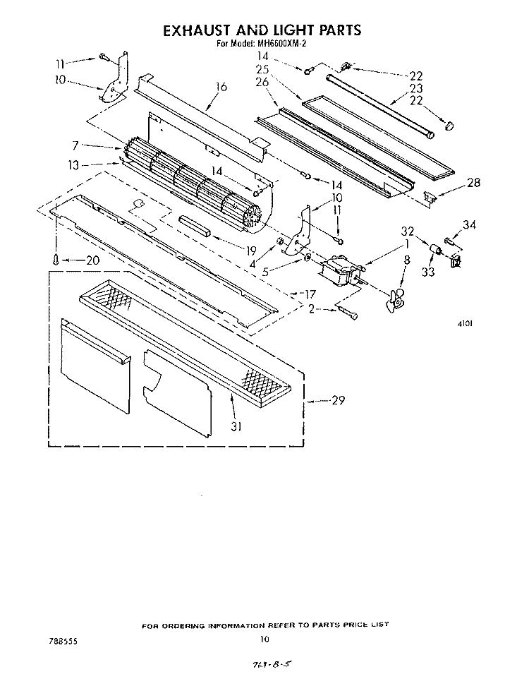 EXHAUST AND LIGHT Diagram and Parts List for MH6600XM2  Whirlpool Microwave