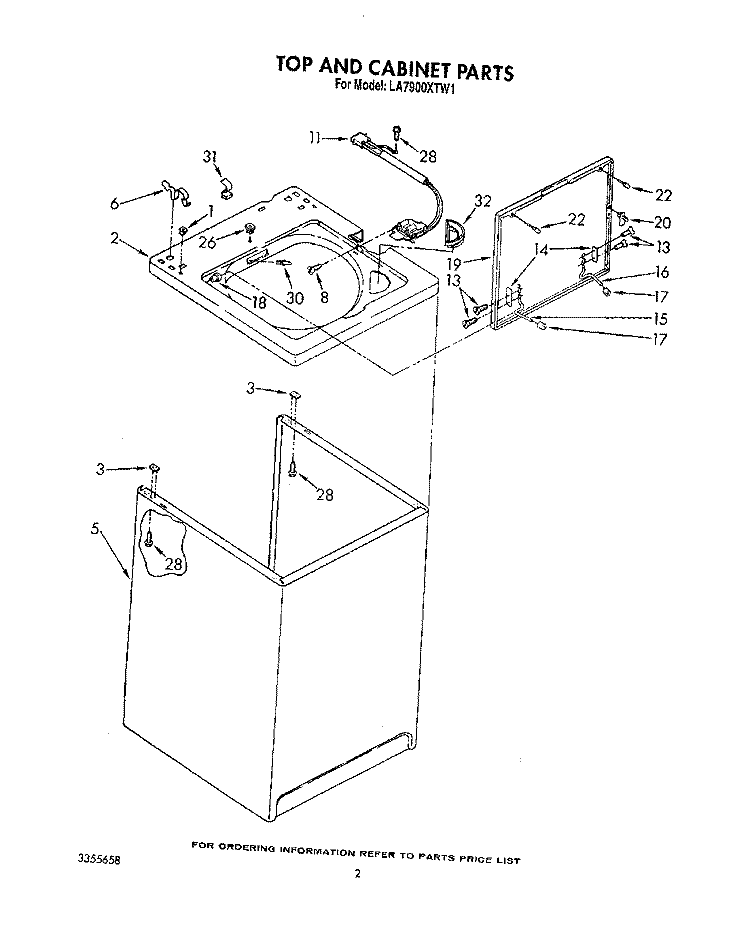 TOP AND CABINET, LIT/OPTIONAL Diagram and Parts List for LA7900XTG1  Whirlpool Washer