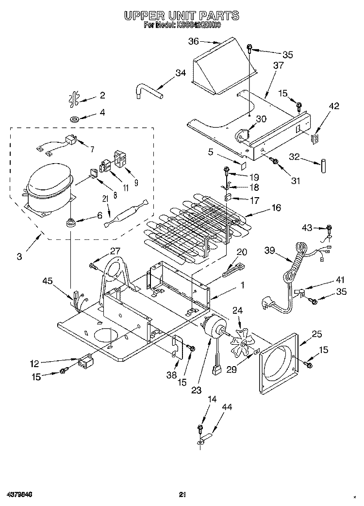 UPPER UNIT Diagram and Parts List for KSSS42QDX00  KitchenAid Refrigerator