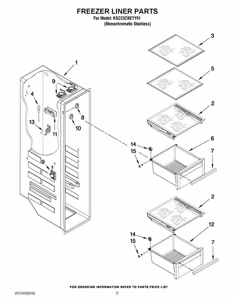 FREEZER LINER PARTS Diagram and Parts List for KSC23C9EYY01  KitchenAid Refrigerator