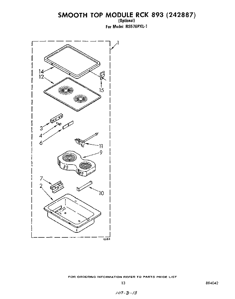 SMOOTH TOP RCK 893 (242887) Diagram and Parts List for RS576PXL1  Whirlpool Range