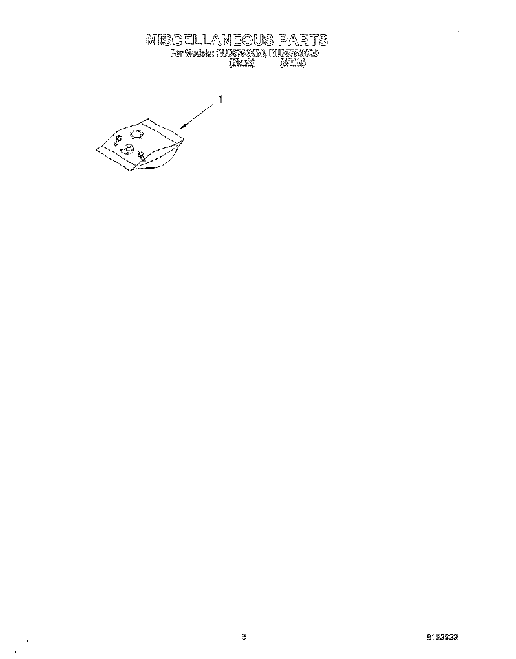 MISCELLANEOUS, OPTIONAL Diagram and Parts List for RUD5750KQ0  Roper Dishwasher