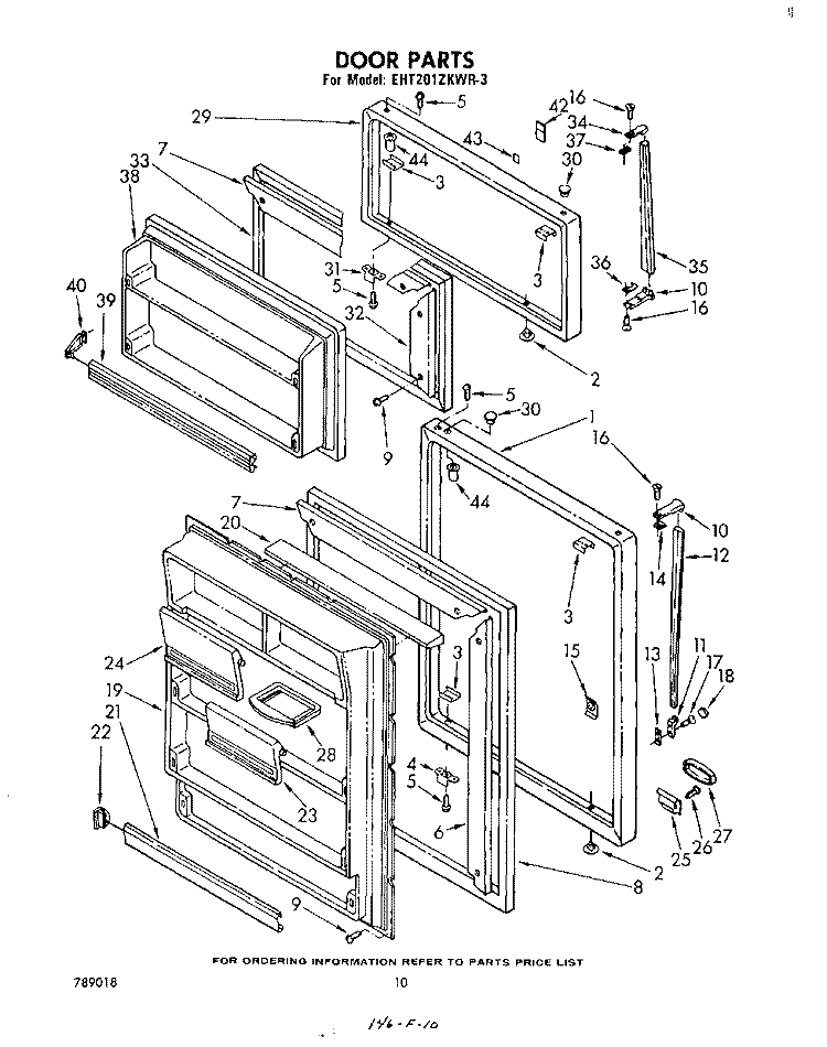 DOOR Diagram and Parts List for EHT201ZKWR3  Whirlpool Refrigerator