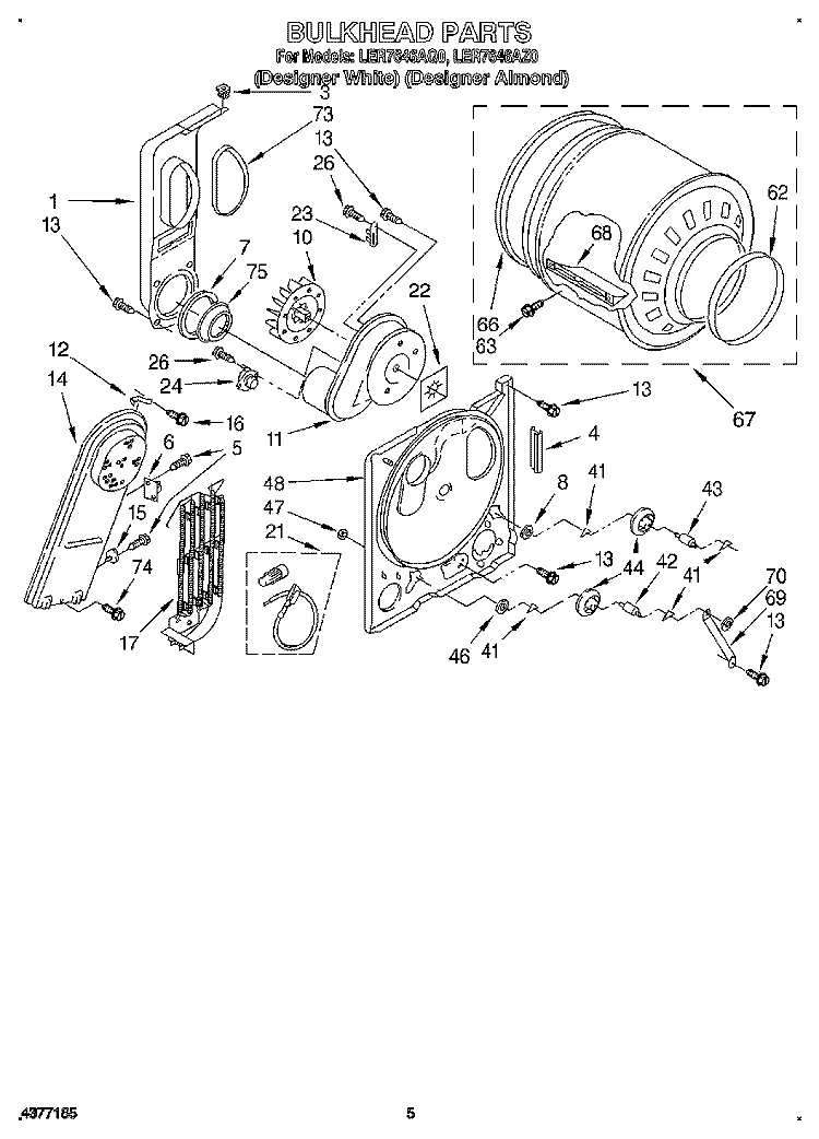SECTION Diagram and Parts List for LER7646AZ0  Whirlpool Dryer
