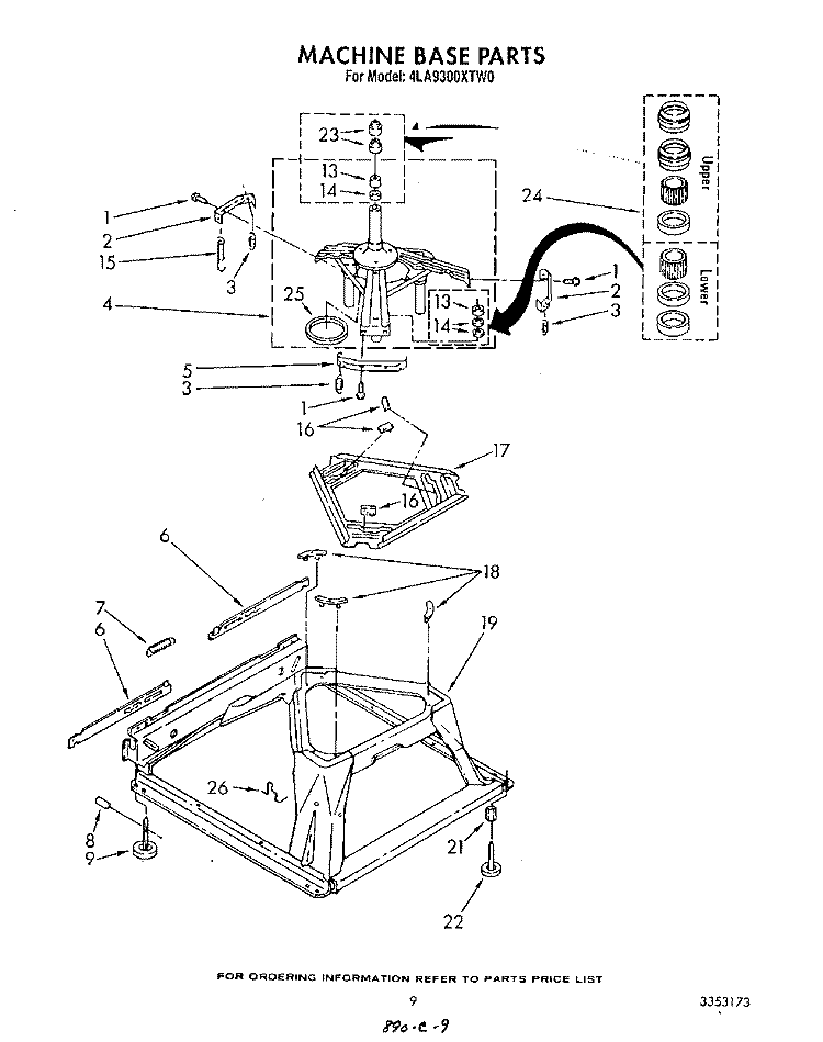 MACHINE BASE Diagram and Parts List for 4LA9300XTW0  Whirlpool Washer