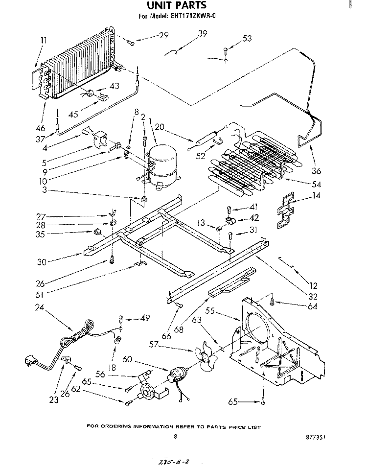 UNIT Diagram and Parts List for EHT171ZKWR0  Whirlpool Refrigerator