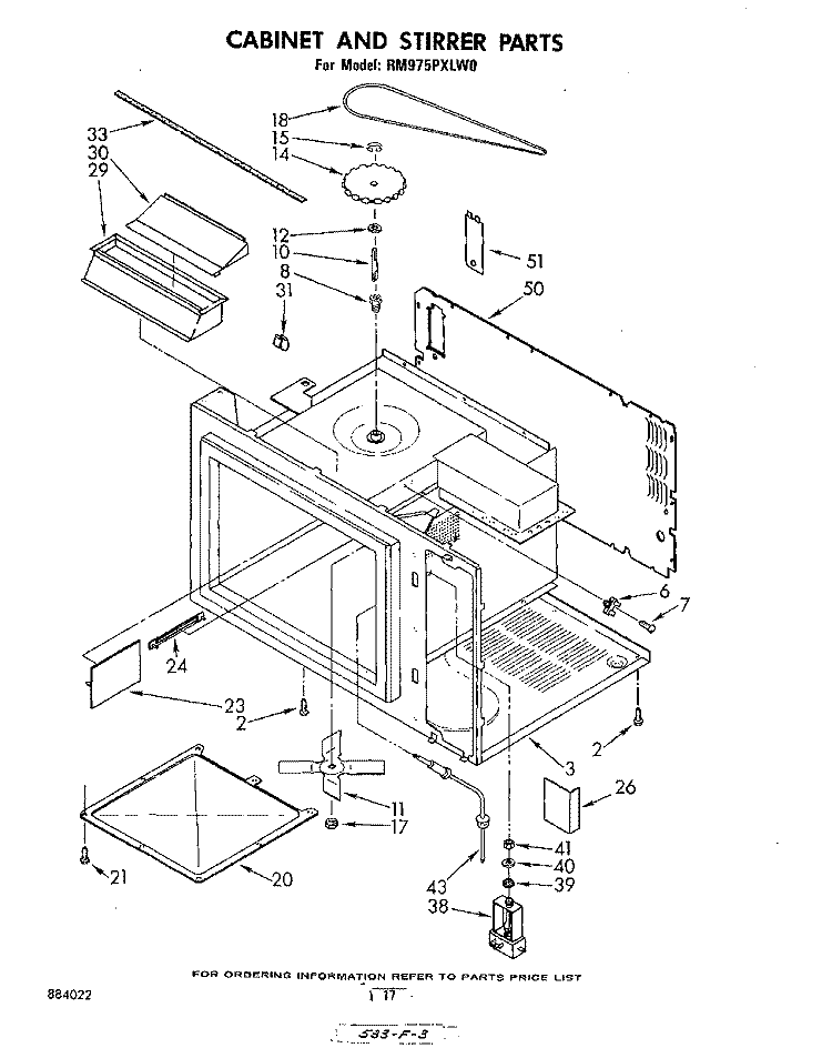 CABINET AND STIRRER Diagram and Parts List for RM975PXLW0  Whirlpool Microwave Oven Combo