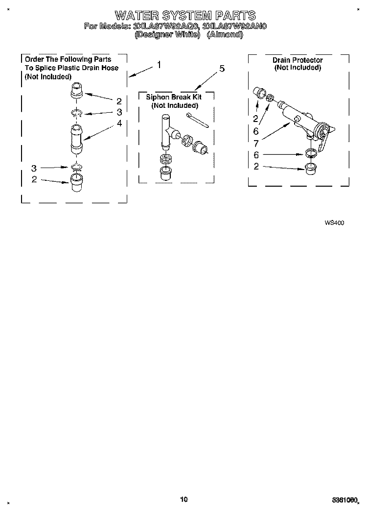 WATER SYSTEM Diagram and Parts List for 3XLA87W92AQ0  Whirlpool Washer