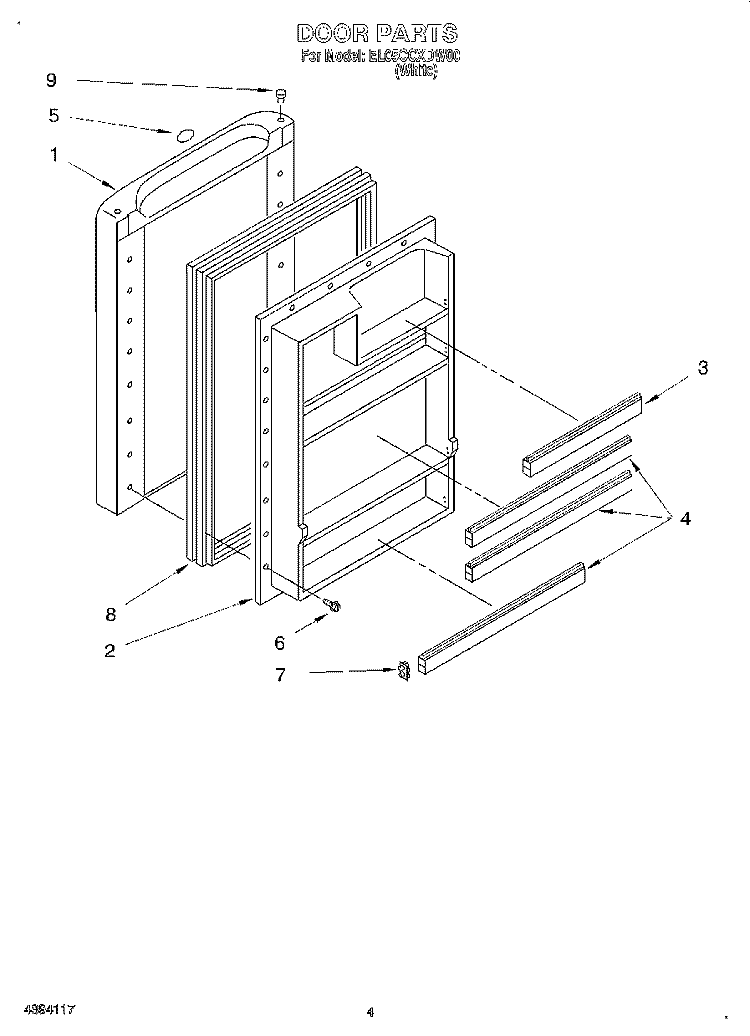 DOOR Diagram and Parts List for EL05CCXDW00  Whirlpool Refrigerator
