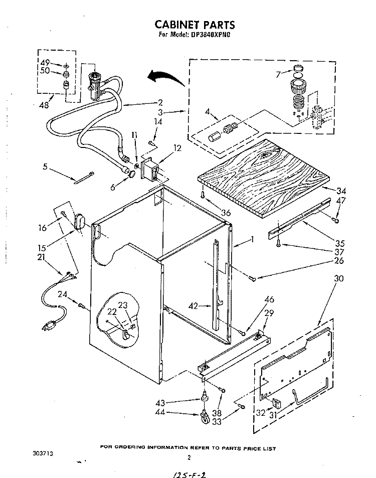 CABINET Diagram and Parts List for DP3840XPN0  Whirlpool Dishwasher