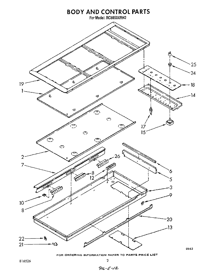 SECTION Diagram and Parts List for RC8850XRH2  Whirlpool Cooktop