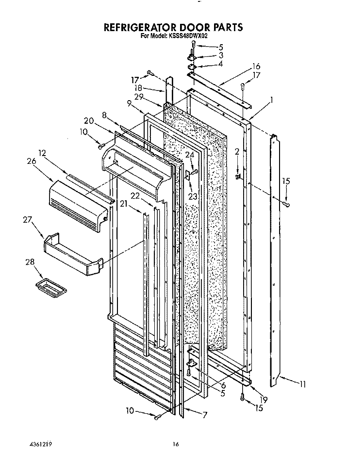 REFRIGERATOR DOOR Diagram and Parts List for KSSS48DWX02  KitchenAid Refrigerator