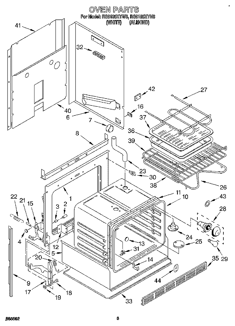 OVEN, LITERATURE Diagram and Parts List for RS6105XYN6  Whirlpool Range