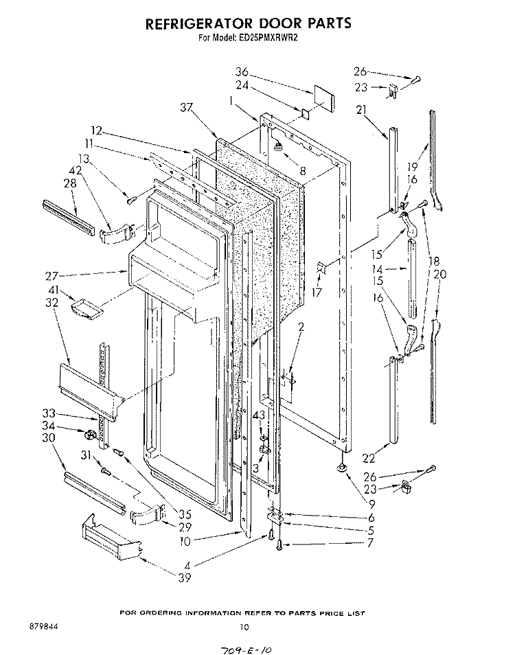 REFRIGERATOR DOOR Diagram and Parts List for ED25PMXRWR2  Whirlpool Refrigerator