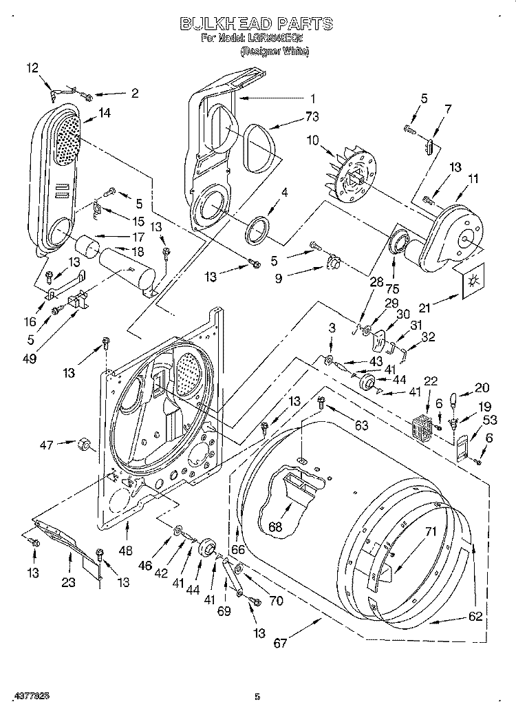 BULKHEAD Diagram and Parts List for LGR5848EQ5  Whirlpool Dryer