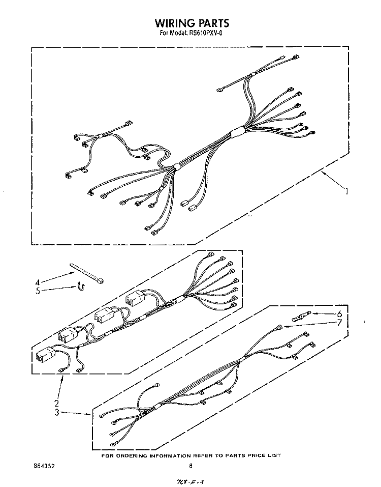 WIRING PARTS Diagram and Parts List for RS610PXV0  Whirlpool Range