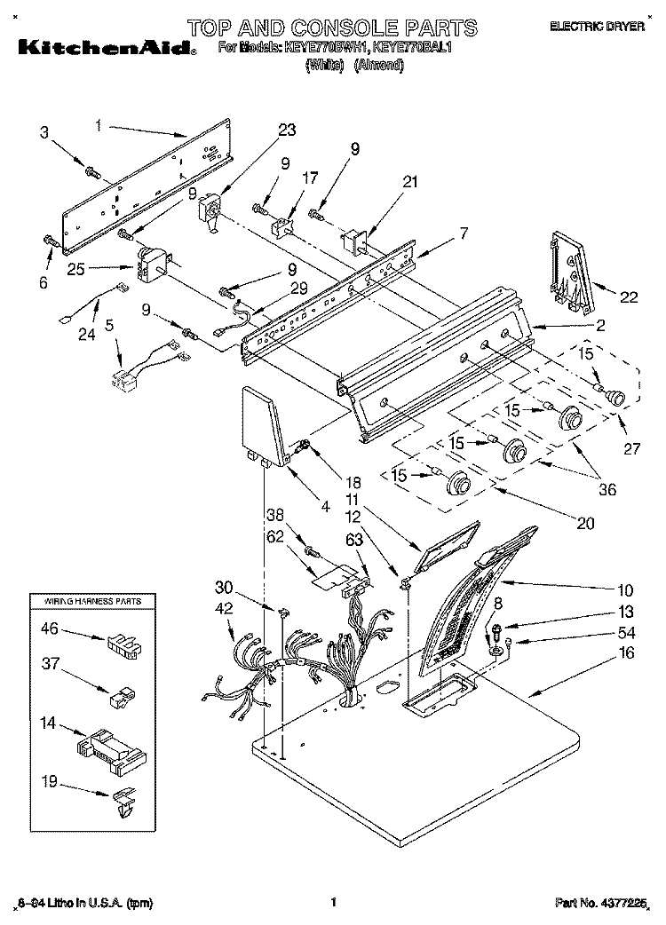 SECTION Diagram and Parts List for KEYE770BWH1  KitchenAid Dryer
