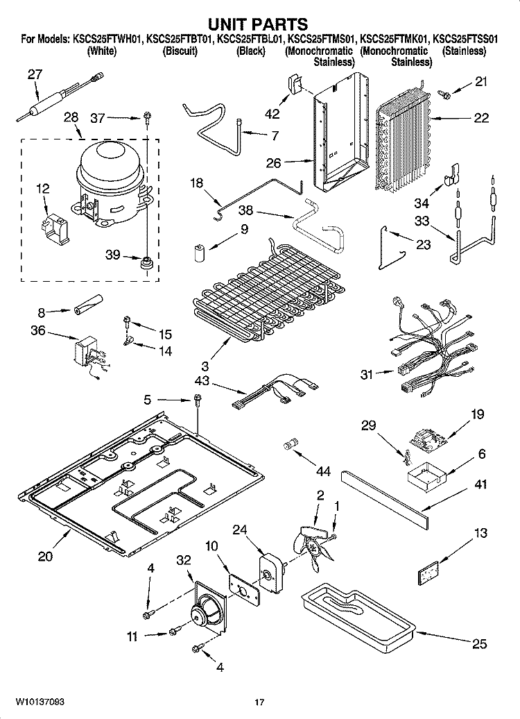UNIT PARTS Diagram and Parts List for KSCS25FTMK01  KitchenAid Refrigerator