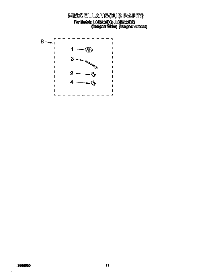 MISCELLANEOUS, LIT/OPTIONAL Diagram and Parts List for LCR5232DZ1  Whirlpool Washer