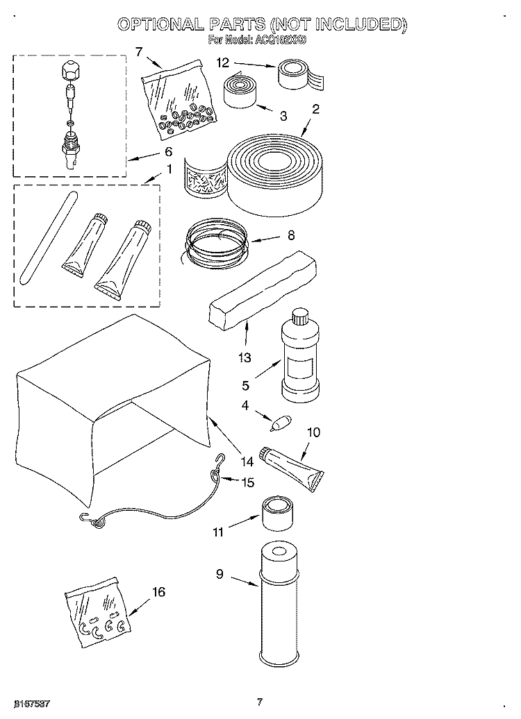 OPTIONAL Diagram and Parts List for ACQ102XK0  Whirlpool Air Conditioner