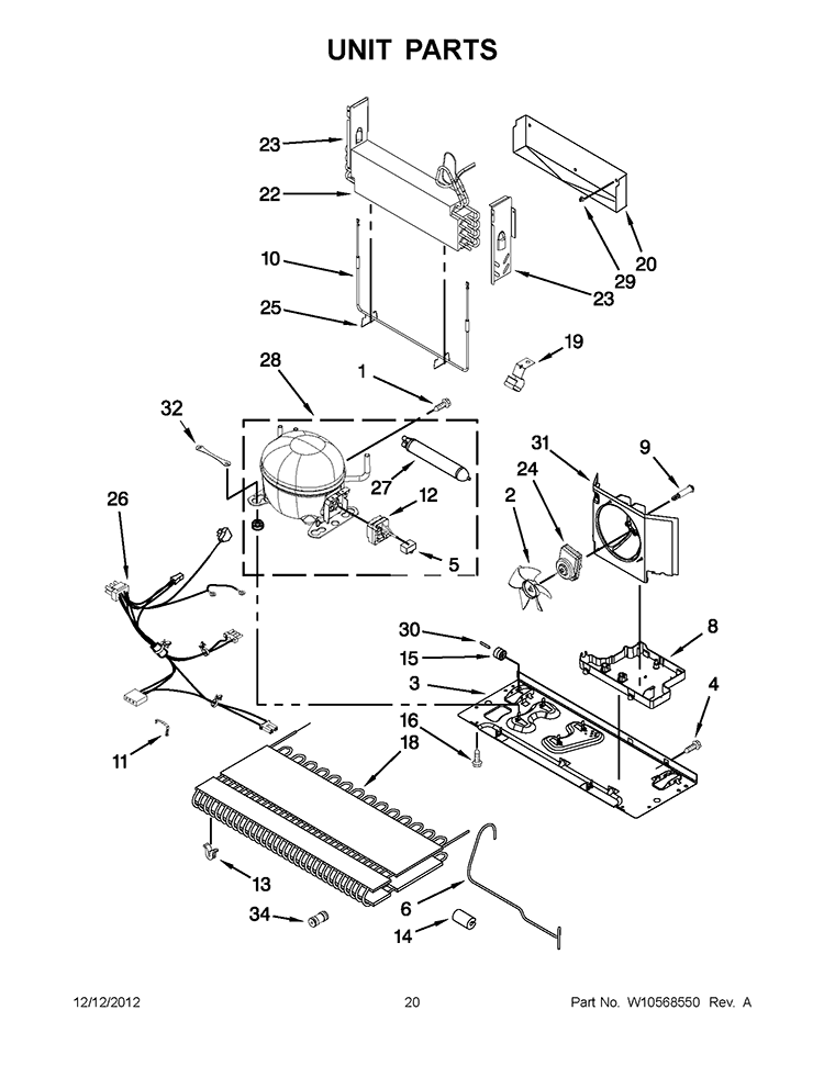 UNIT PARTS Diagram and Parts List for GI6FDRXXB08  Whirlpool Refrigerator
