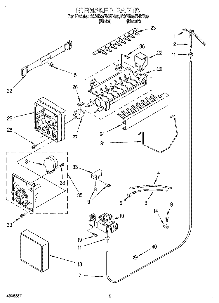 ICE MAKER, OPTIONAL Diagram and Parts List for KSRE25FHBT00  KitchenAid Refrigerator