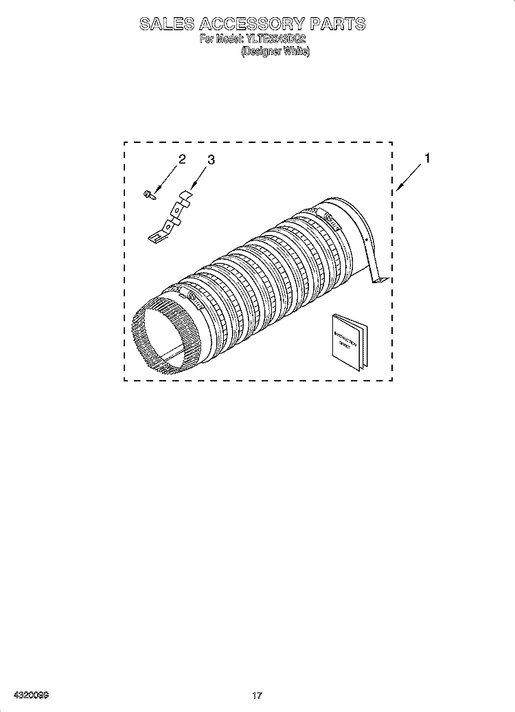 SALES ACCESSORY PARTS Diagram and Parts List for YLTE5243DQ2  Whirlpool Washer Dryer Combo